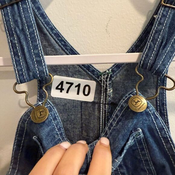 John Deere Unisex Blue Overall 2T Denim Bib Wide Leg Pockets Buckle Straps - Picture 5 of 8